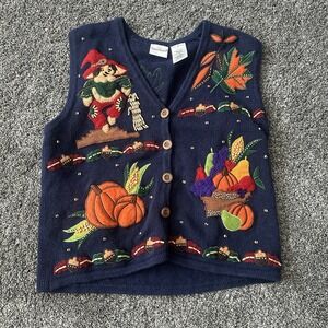 Vtg Bobbie Brooks Halloween‎ Sweater Womens Medium Vest Holiday Teacher Style 3D